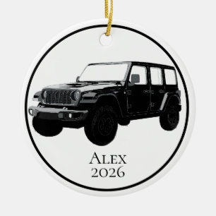 Black Off-Road Utility Vehicle 7 slot grille Ceramic Tree Decoration