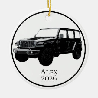 Black Off-Road Utility Vehicle 7 slot grille Ceramic Tree Decoration