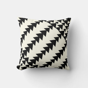 Black & Off White Arrow Diamond Geometric Pattern Cushion