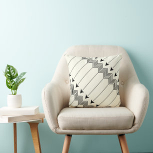 Black & Off White Arrow Herringbone Pattern Cushion