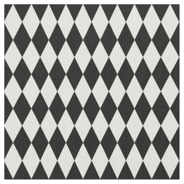 Black & Off-White Harlequin Diamonds Fabric (Close Up)