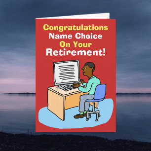 Black Office Worker, or Computer User Retirement Card