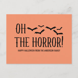 Black Oh The Horror Halloween Postcard