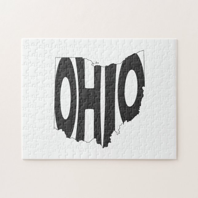 Black Ohio Name Ohioan Buckeye State Word Art Jigsaw Puzzle (Horizontal)