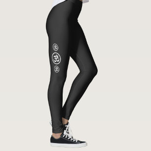 Black Ohm Symbol Yoga Workout Leggings