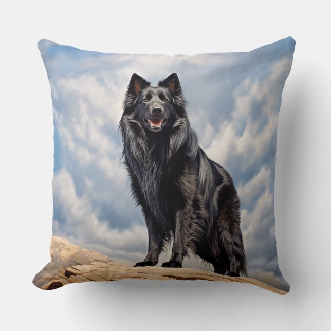 Black Old German shepherd dog  Cushion (Front)