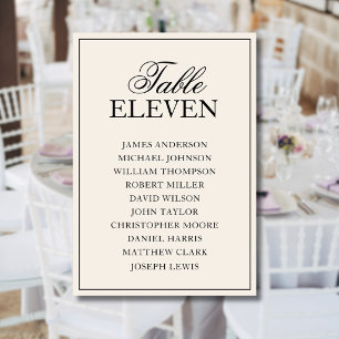 Black Old Money Formal Wedding Seating Chart Table Number