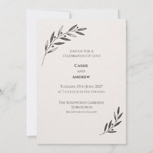Black Olive Botanical Wedding Invitation