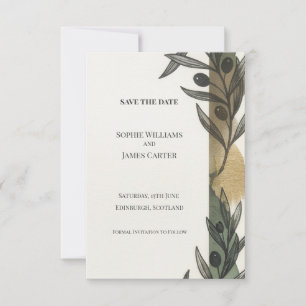Black Olive Branch Save The Date Card
