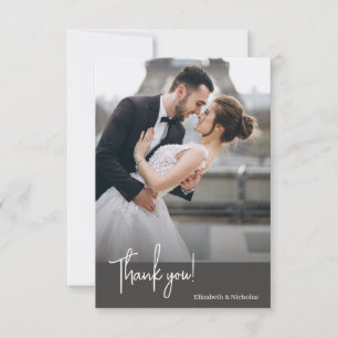 Black Olive • Elegant Wedding Thank You Card