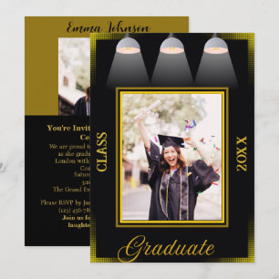  Black & Olive Green High School Photo Graduation  Invitation