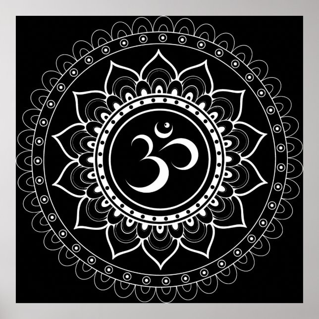 Black Om Mandala Poster (Front)