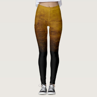 Black Ombré Distressed Texture - Gold Leggings