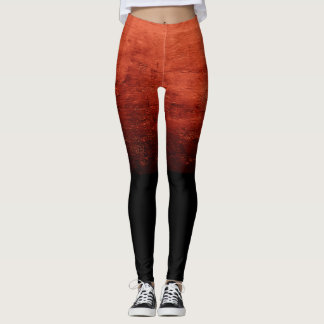 Black Ombré Distressed Texture - Orange Leggings