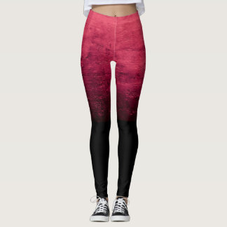 Black Ombré Distressed Texture - Red Leggings