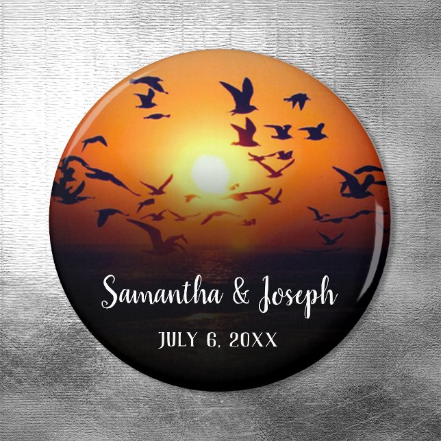 Black Ombre Orange Sunset Photo Wedding Magnet (Creator Uploaded)