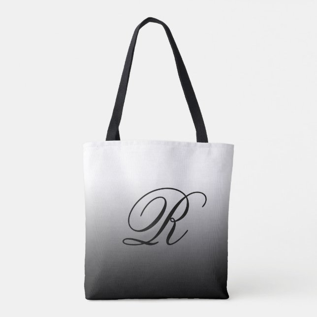 Black Ombre Over Any Colour with Monogram Tote Bag (Back)