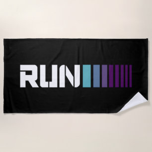 Black Ombré Run Active Sports Beach Towel