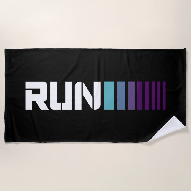 Black Ombré Run Active Sports Beach Towel (Front)