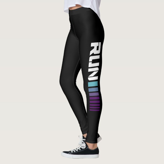 Black Ombré Run Active Sports Leggings (Left)