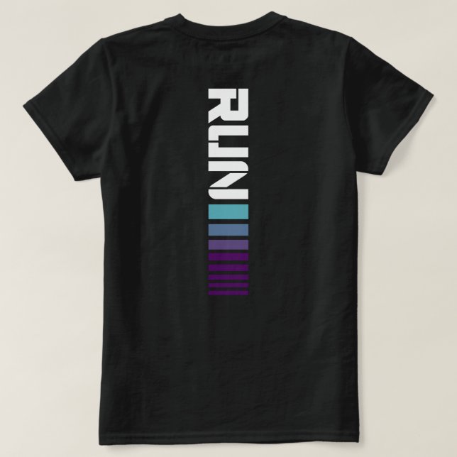 Black Ombré Run Active Sports T-Shirt (Design Back)
