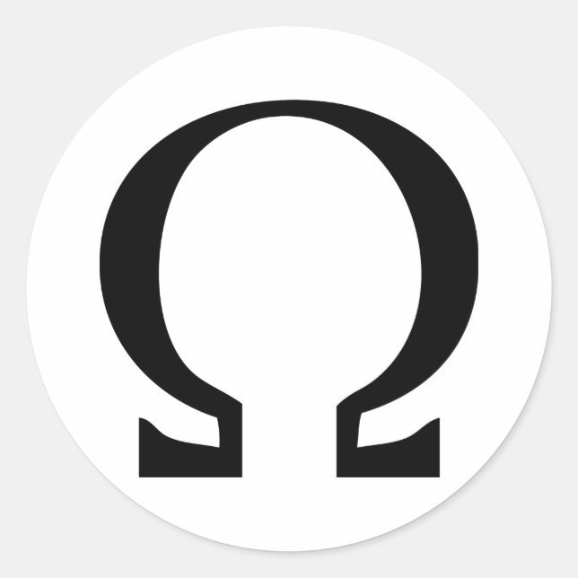 black omega icon classic round sticker (Front)