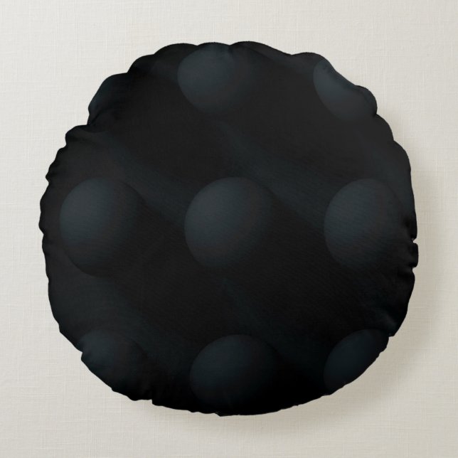 Black on black circles round cushion (Front)