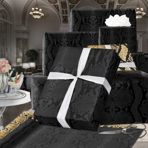 Black On Black Exotic Boa Constrictor Snakeskin Wrapping Paper