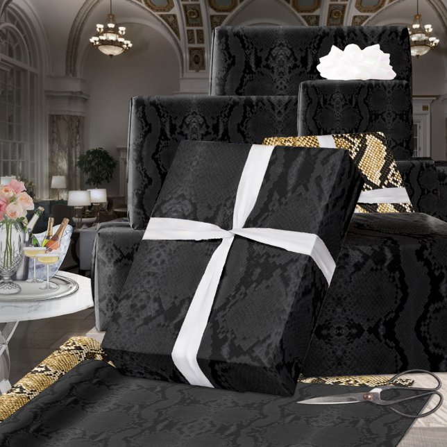 Black On Black Exotic Boa Constrictor Snakeskin Wrapping Paper (Creator Uploaded)