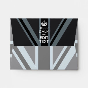 Black on Black Keep Calm and Your Text Union Jack Envelope