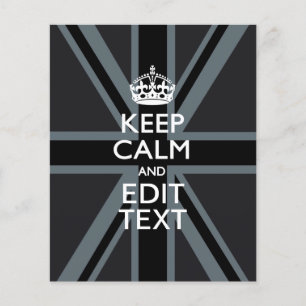Black on Black Keep Calm and Your Text Union Jack Flyer