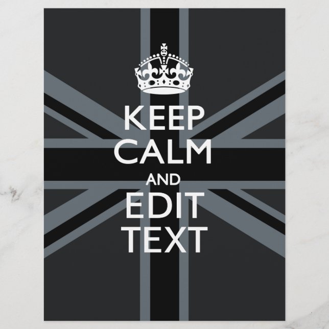 Black on Black  Keep Calm Personalised Union Jack (Front)