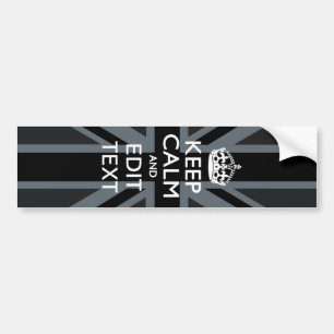 Black on Black Keep Calm Personalised Union Jack Bumper Sticker