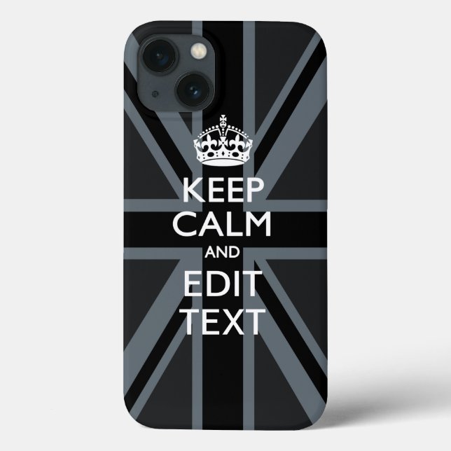 Black on Black  Keep Calm Personalised Union Jack Case-Mate iPhone Case (Back)