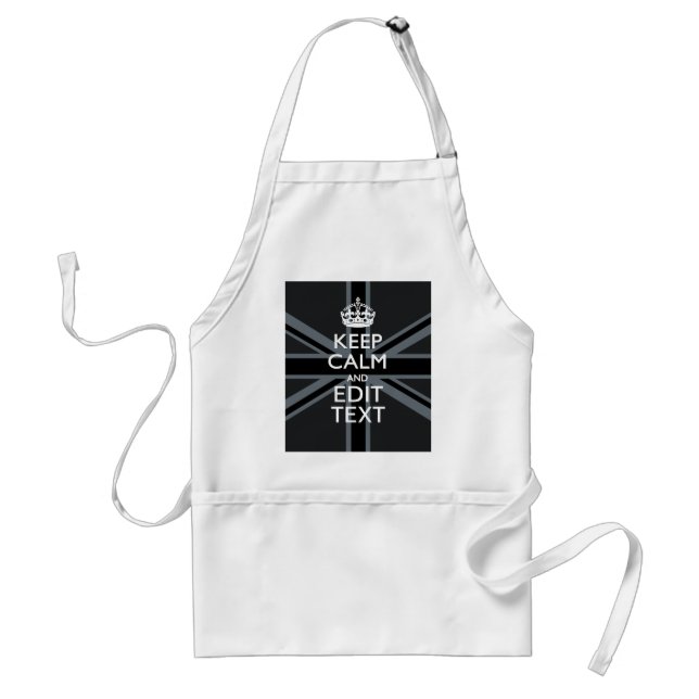 Black on Black  Keep Calm Personalised Union Jack Standard Apron (Front)