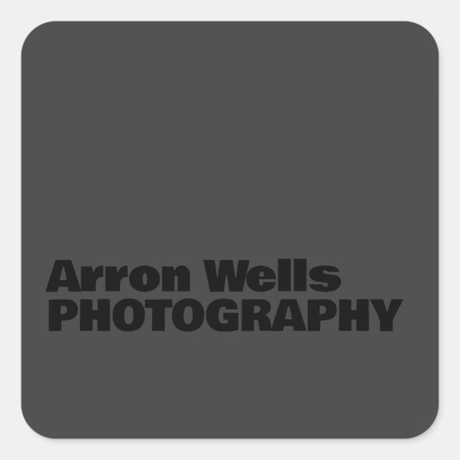 Black on Black Modern Bold Typography  Square Sticker (Front)