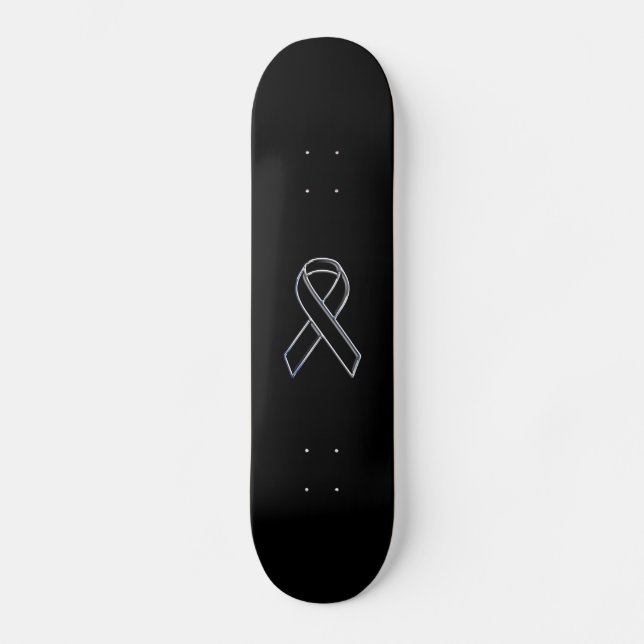 Black on Black Ribbon Awareness Skateboard (Front)