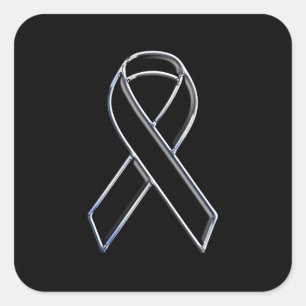 Black on Black Ribbon Awareness Square Sticker