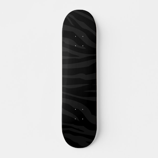 Black on Black Zebra Print Old School Skateboard (Front)