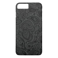 Black On Dark Grey Retro Paisley Damasks Lace