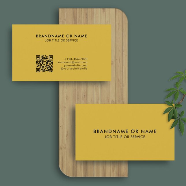 Black on Gold | Minimalist Elegant QR Code Business Card (Creator Uploaded)