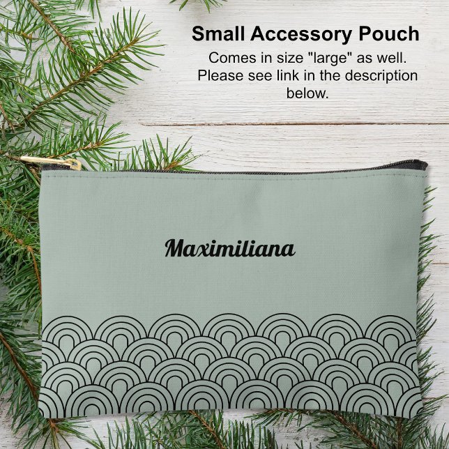 Black on Green - Arches Glam Small Accessory Pouch (Small Accessory Pouch - Black on Green - Arches Glam by Leapfroglisics Shop)