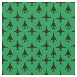 Black on Green B-1 Spirit Bomber Pattern Fabric