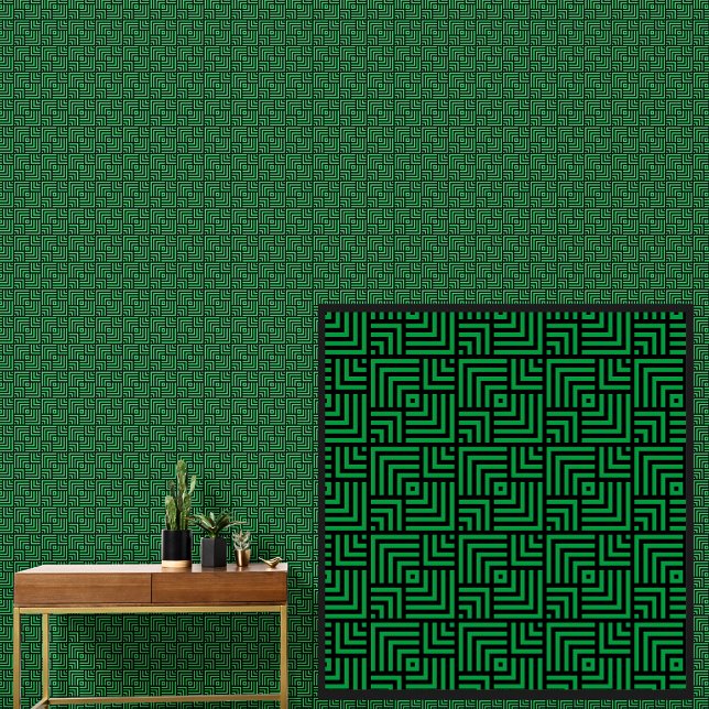 Black on Green Geometric Overlapping Squares  Wallpaper (Creator Uploaded)
