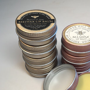 BLACK ON KRAFT Beeswax Lip Balm Label