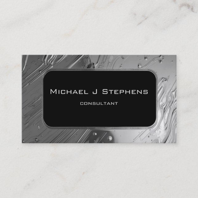 Black on Liquid Silver  Business Card (Front)