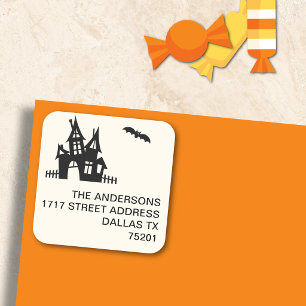 Black on Off-White Halloween Address Sticker