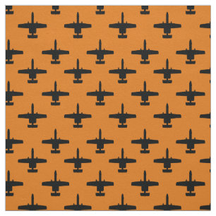 Black on Orange A-10 Warthog Attack Jet Pattern Fabric