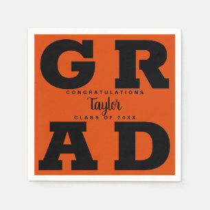 Black on Orange Graduation Party Napkin