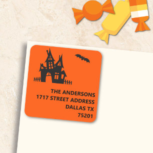 Black on Orange Halloween Return Address Sticker